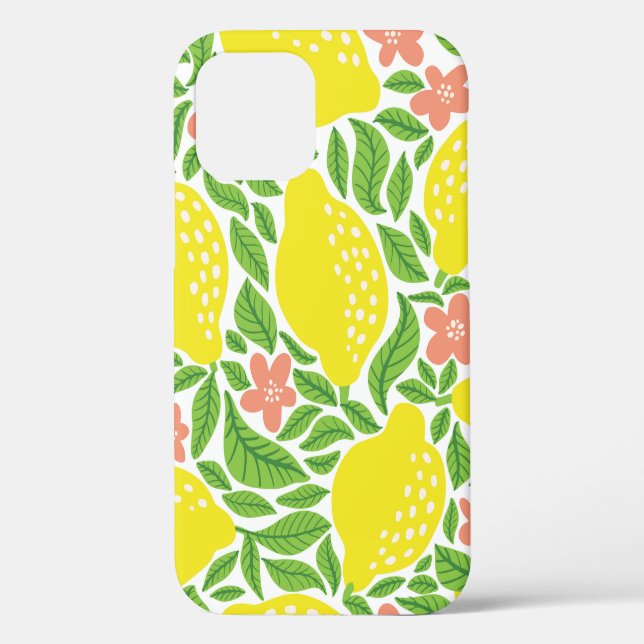 Lemon fruit pattern. Seamless summer citrus patter Case-Mate iPhone Case (Back)