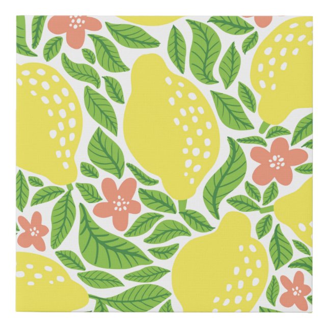 Lemon fruit pattern. Seamless summer citrus patter Faux Canvas Print (Front)