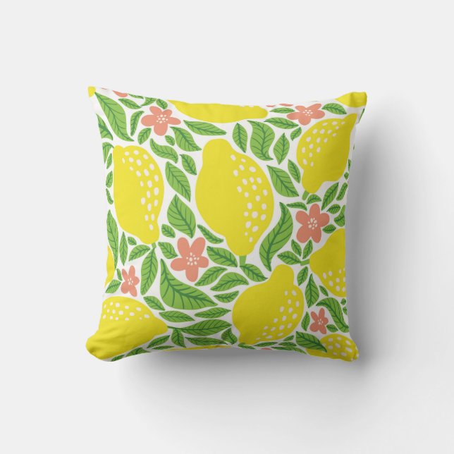 Lemon fruit pattern. Seamless summer citrus patter Throw Pillow (Front)