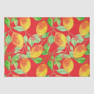 Lemon fruit pattern yellow red vintage cheerful tissue paper