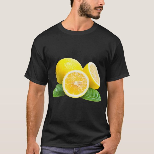 Lemon Fruit Print On A Lemon Yellow Graphic Premiu T-Shirt (Front)