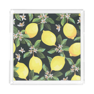 Lemon Fruit: Seamless Pattern Design Acrylic Tray