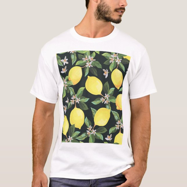 Lemon Fruit: Seamless Pattern Design T-Shirt (Front)