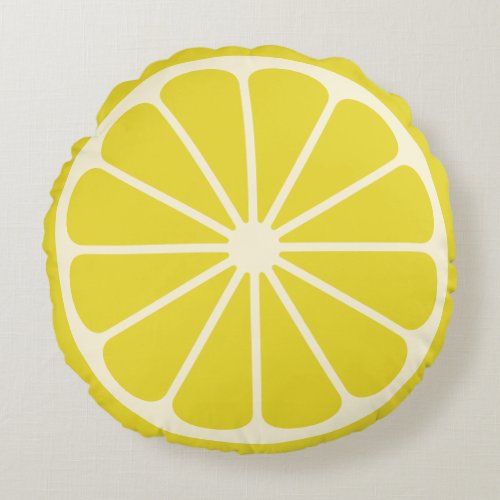 Lemon Fruit Slice Large Round Pillow