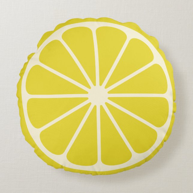 Lemon Fruit Slice Large Round Pillow (Front)