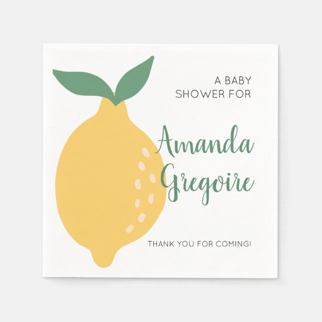 Lemon Fruit Themed Baby Shower Napkins (Front)