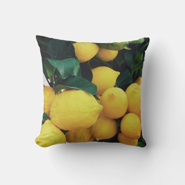Lemon fruit tree throw pillow (Front)