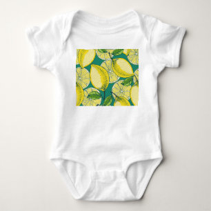 Lemon Fruit Vintage Seamless Illustration Baby Bodysuit