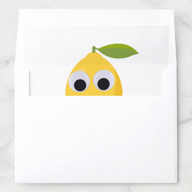 Lemon, fruit with googly eyes and apple       envelope liner (In Envelope)