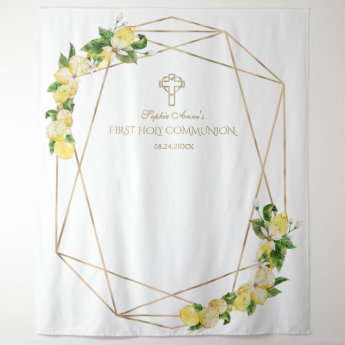 Lemon Fruits Gold Holy Communion Backdrop