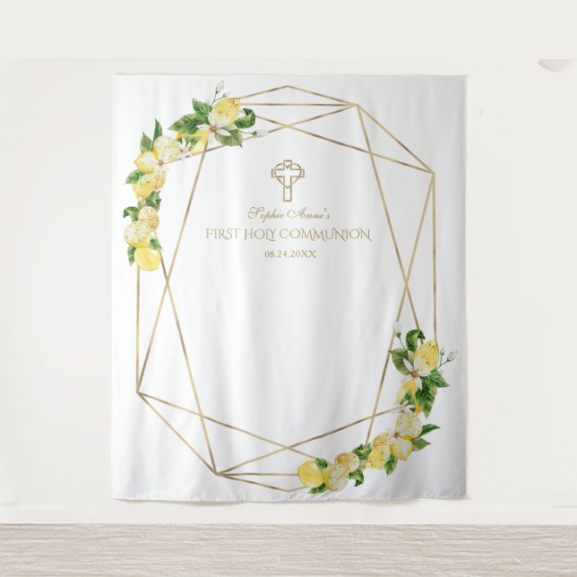 Lemon Fruits Gold Holy Communion Backdrop (Front)