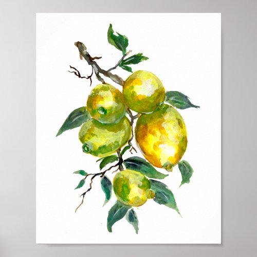 Lemon Fruits Hanging from a Tree Branch Poster