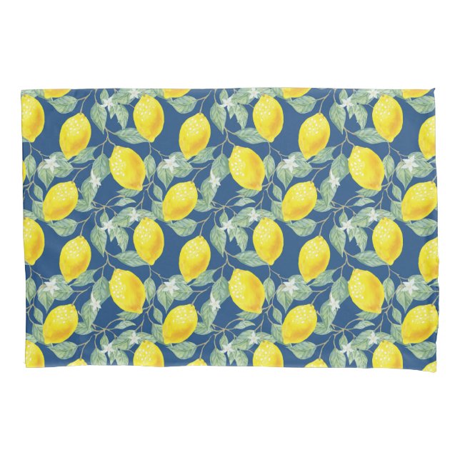 LEMON FRUITS IN COUNTRY BLUE PILLOW CASE (Front)