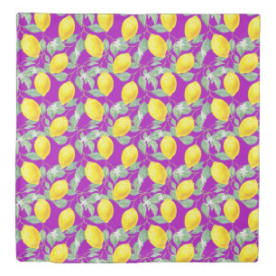 LEMON FRUITS IN PURPLE BACKGROUND DUVET COVER