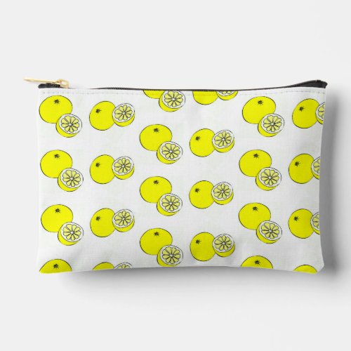 Lemon fruits on white accessory pouch