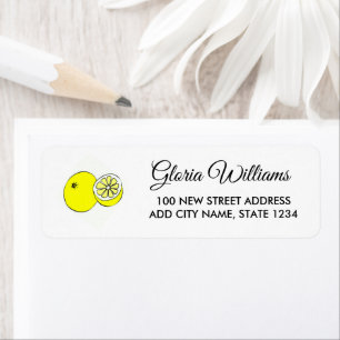 Lemon fruits on white label