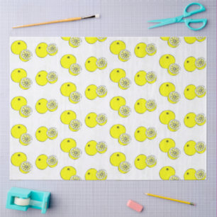 Lemon fruits pattern on white tissue paper