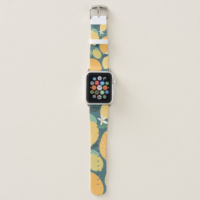 Lemon fruits seamless pattern apple watch band (Front)