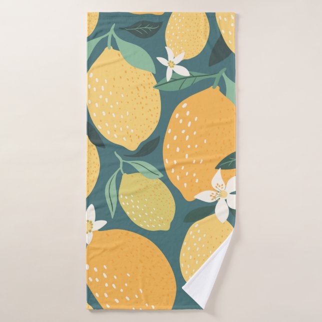 Lemon fruits seamless pattern bath towel (Bath Towel)