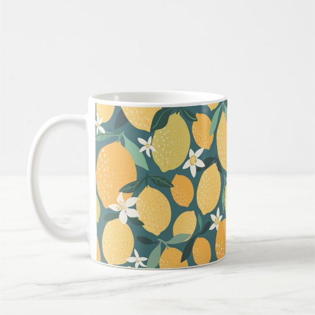 Lemon fruits seamless pattern coffee mug (Left)