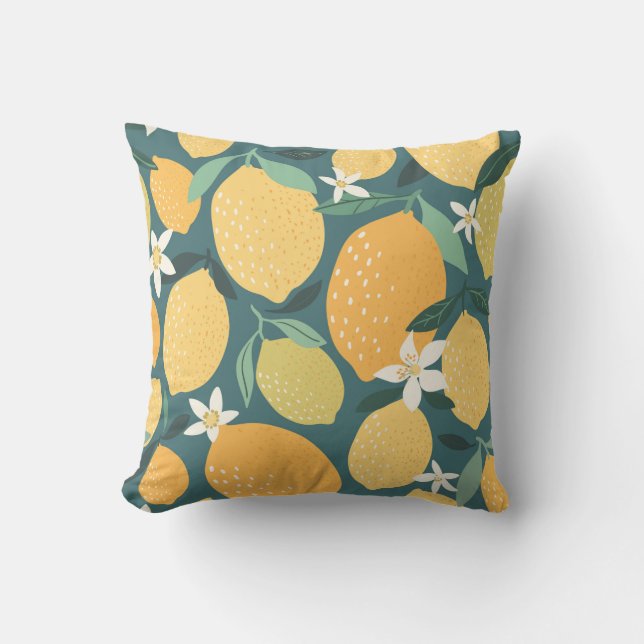 Lemon fruits seamless pattern throw pillow (Front)