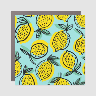 Lemon fruits: summer vintage pattern. car magnet
