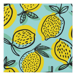 Lemon fruits: summer vintage pattern. faux canvas print