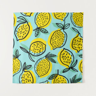 Lemon fruits: summer vintage pattern. tapestry