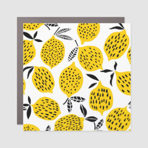 Lemon fruits: vintage seamless design. car magnet