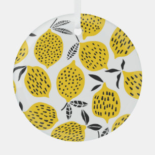 Lemon fruits: vintage seamless design. glass ornament