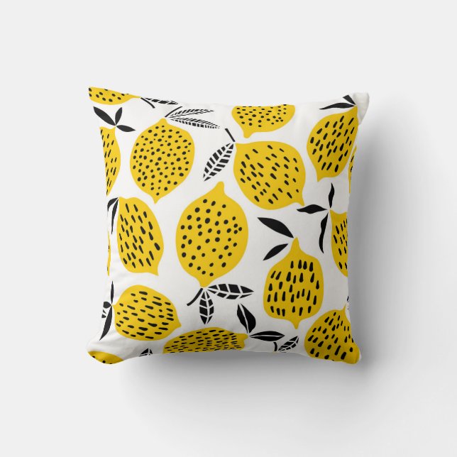Lemon fruits: vintage seamless design. throw pillow (Front)