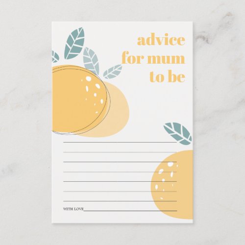 Lemon Fruity Advice For Mum To Be Baby Shower Enclosure Card