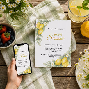Lemon garden citrus Summer Party Invitation