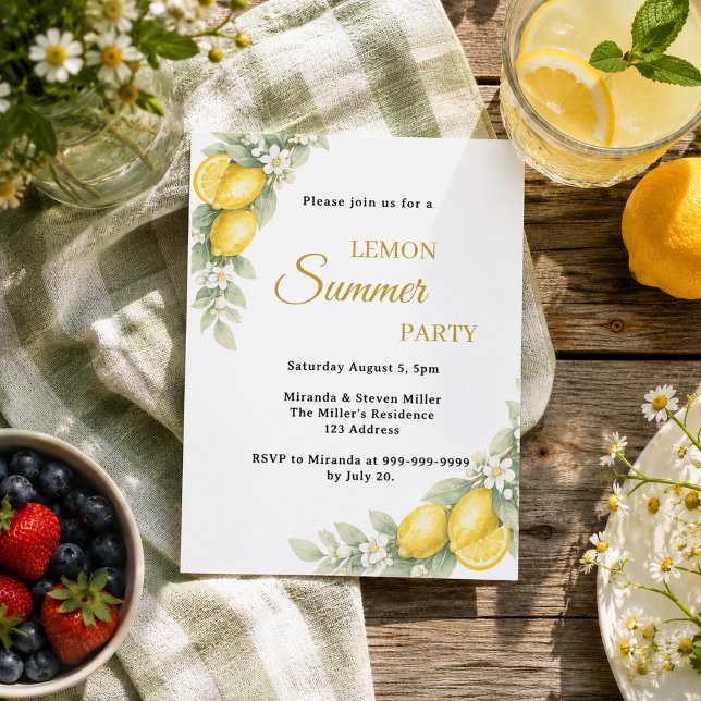 Lemon garden citrus Summer Party invitation (Creator Uploaded)