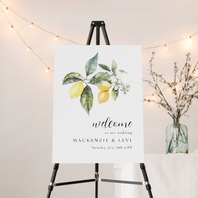 Lemon Garden Elegant Wedding Welcome Sign (In Situ (Stand))