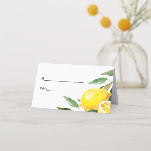Lemon Garden Floral Chic Wedding Table Place Card