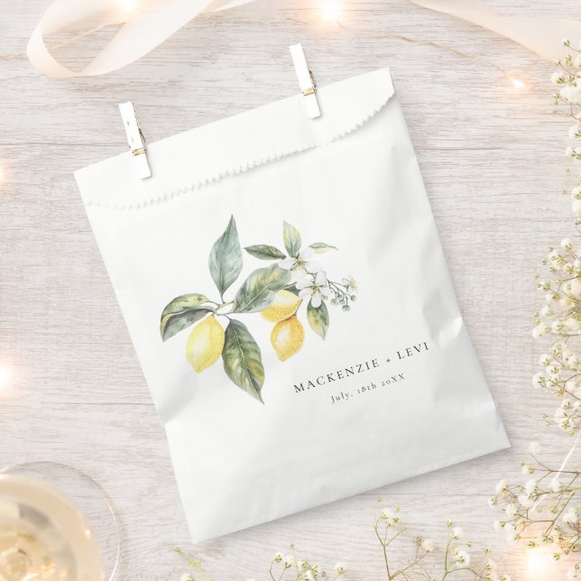 Lemon Garden Mediterranean Wedding Favor Bag (Clipped)