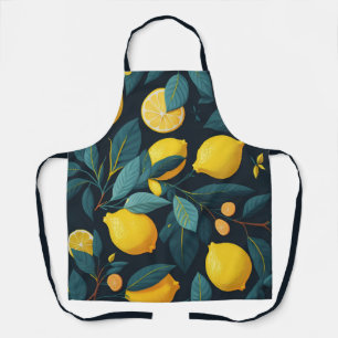 Lemon garden pattern. Yellow tropical citrus fruit Apron