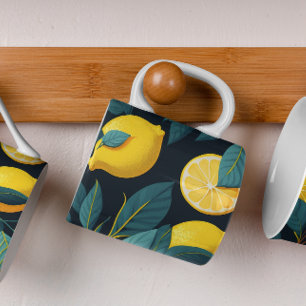 Lemon garden pattern. Yellow tropical citrus fruit Coffee Mug
