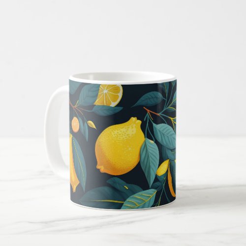 Lemon garden pattern Yellow tropical citrus fruit Coffee Mug