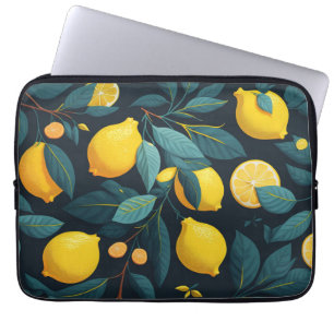 Lemon garden pattern. Yellow tropical citrus fruit Laptop Sleeve