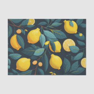 Lemon garden pattern. Yellow tropical citrus fruit Tissue Paper