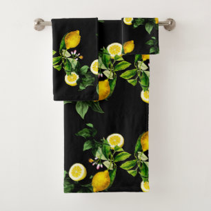 Lemon garden summer  pattern bath towel set