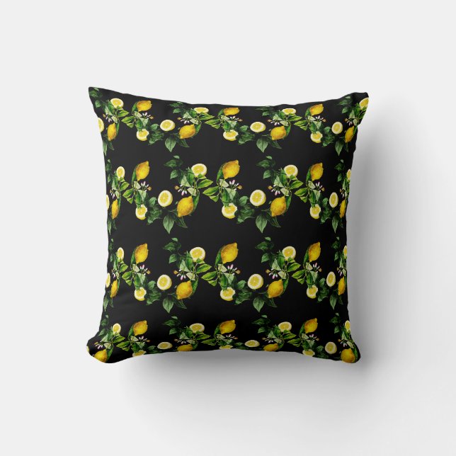 Lemon garden summer  pattern throw pillow (Front)