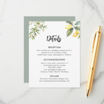 Lemon Garden Wedding Details Enclosure Card