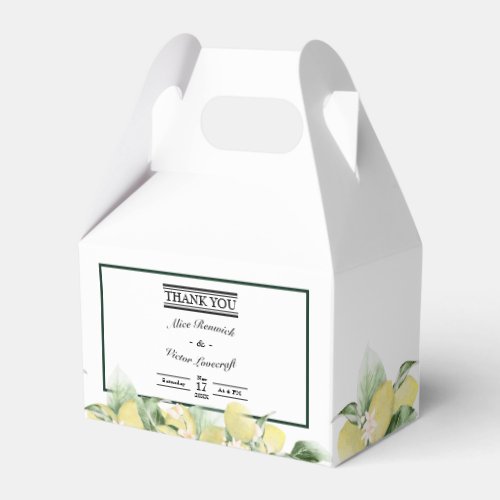 Lemon Garden White Wedding Gable Favor Box