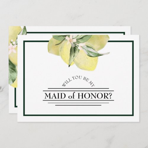 Lemon Garden White Wedding Maid of Honor Proposal Invitation