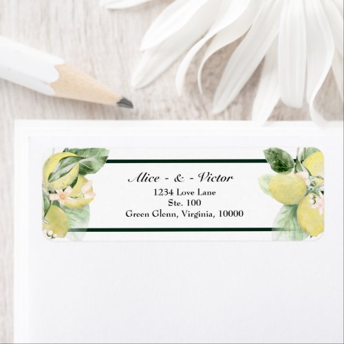 Lemon Garden White Wedding Return Address Label