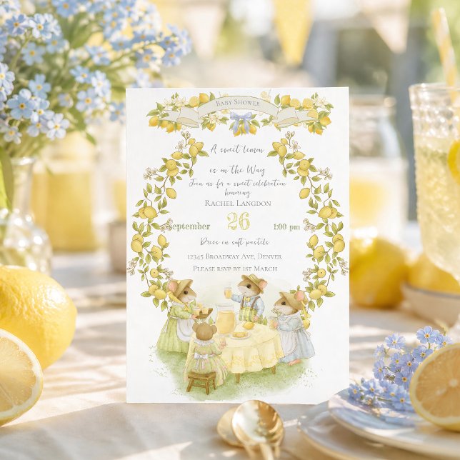 Lemon Garden with Mice Baby shower Invitation (Creator Uploaded)