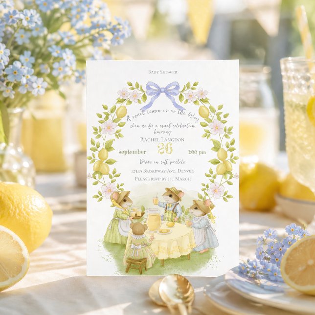 Lemon Garden with Mice Baby shower Invitation (Creator Uploaded)